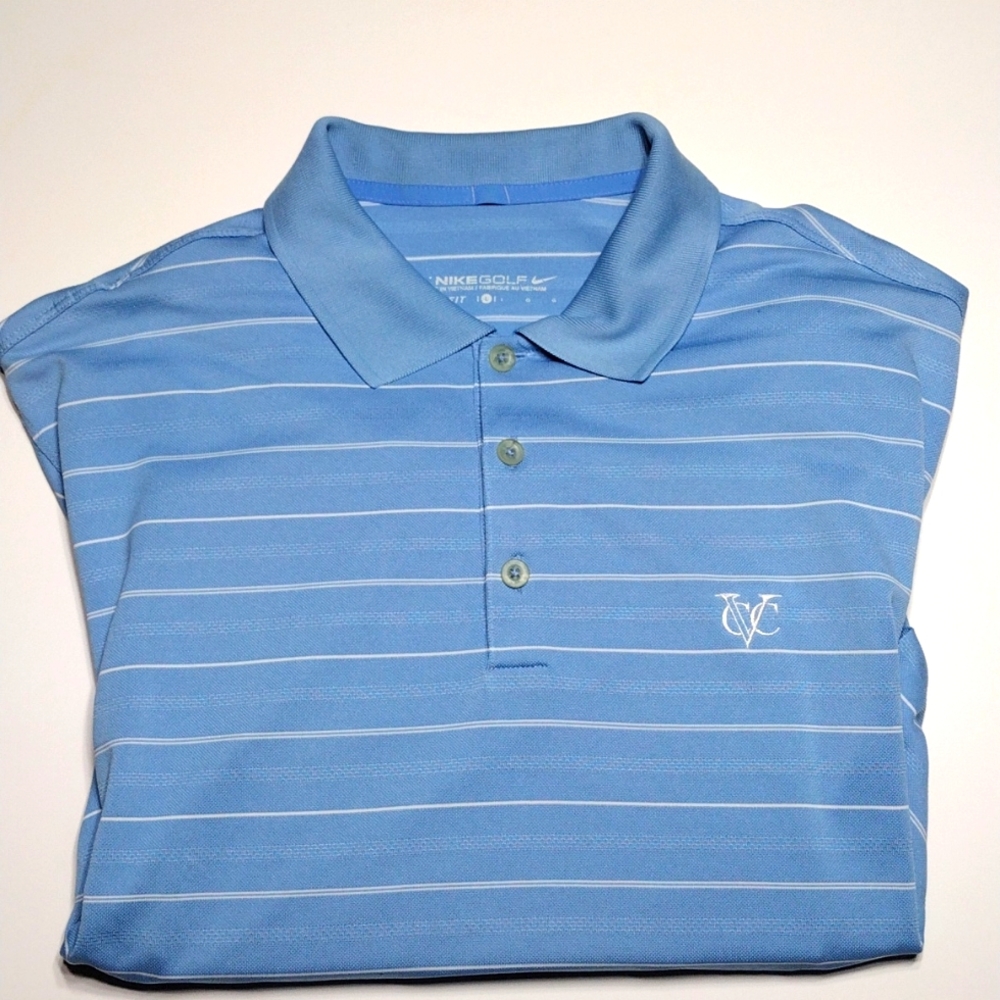 Nike Golf Polo Shirt Men’s Large Blue Striped Short Sleeve